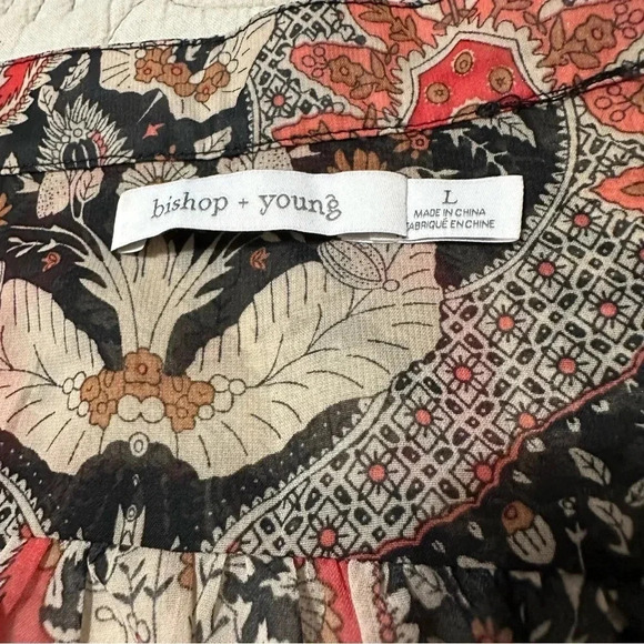 Bishop + Young Semi-sheer V-neck Top Size L - Picture 6 of 9